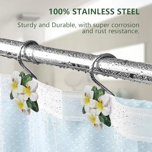 Plumeria Shower Curtain Hooks Rings - Image 3