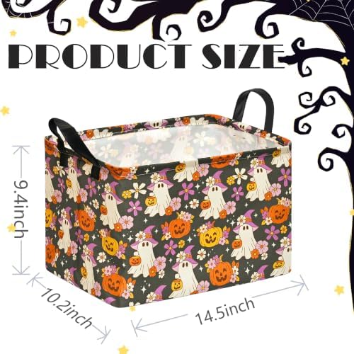Halloween Pumpkin Ghost Storage Basket, Foldable Toy Organizer Bin - Image 4