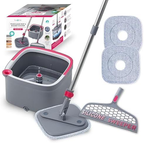 True & Tidy True Clean Spin Mop & Bucket System – Dual Compartment Design by TrueTidy