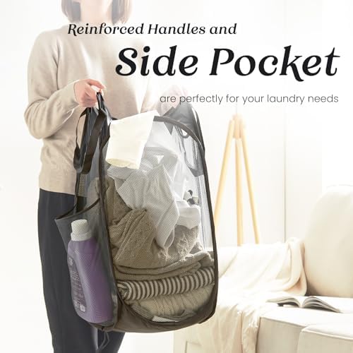TECHMILLY Collapsible Mesh Pop Up Laundry Hamper - Image 3