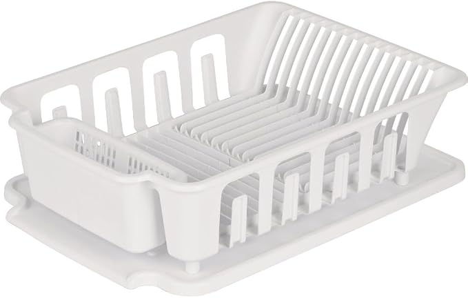 STERILITE 2-Piece Large Sink Set Dish Rack Drainer, 3/4" L x 3/4" W x by Sterilite