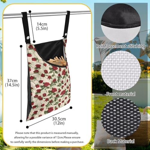 Rose Clothespin Bag Fashion Hanging Storage Organizer Clothes Pin Bag - Image 6