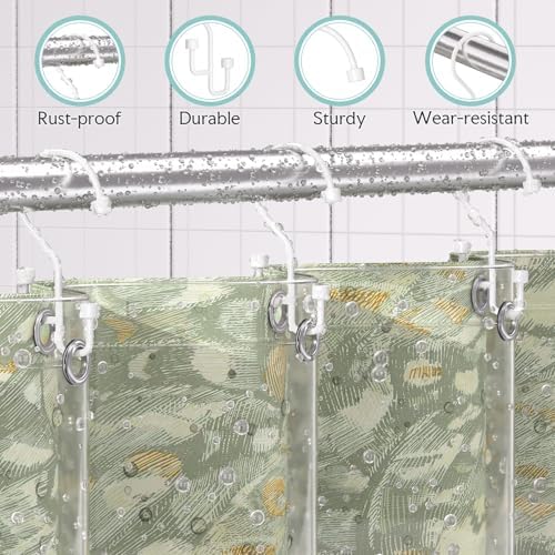 Bathway 12-Pack Double Shower Curtain Hooks, Rust-Resistant Metal Shower - Image 4