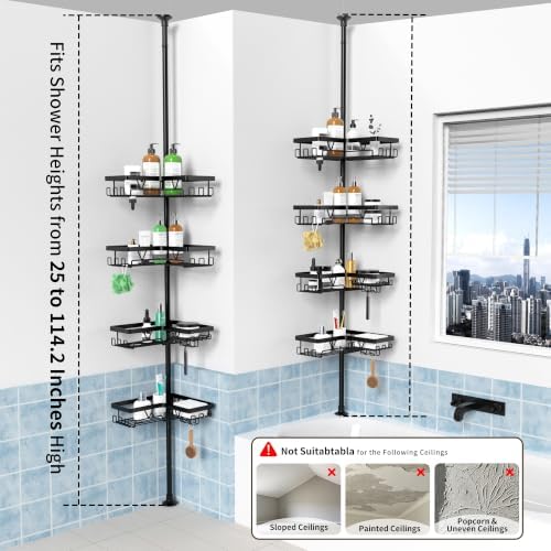 KEGII Corner Shower Caddy Tension Pole, Large Capacity Bathroom Organizer - Image 6