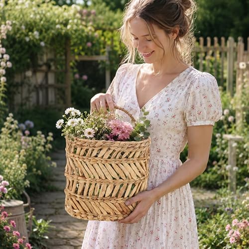 SHCMSADO Wicker Hanging Basket Handmade Woven Hanging Storage Basket Natural - Image 6