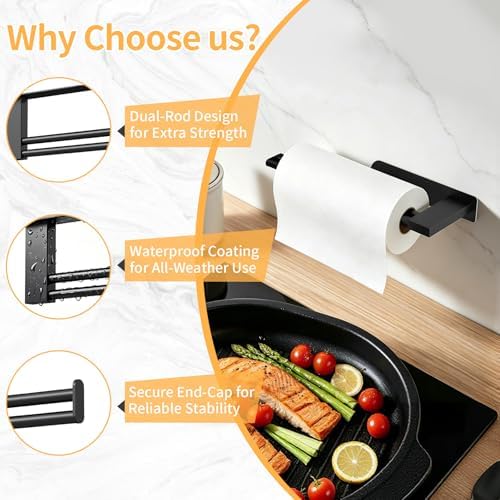 Jesginboo Under Cabinet Paper Towel Holder, Matte Black - Image 4