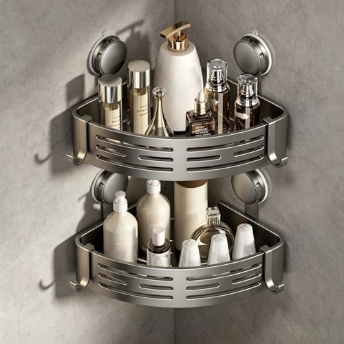 VOLPONE Corner Shower Caddy Suction Cup Shower Shelf Corner No Drilling by VOLPONE