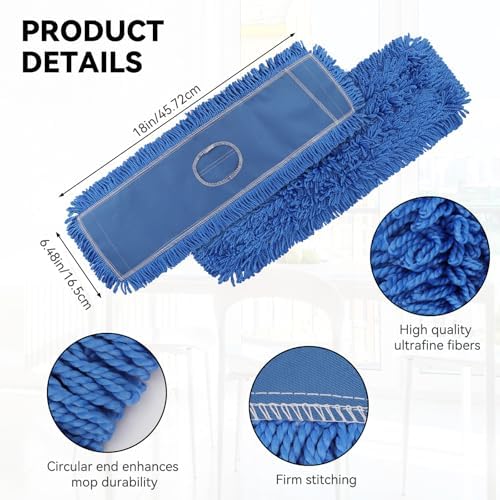 18 Inch Dust Mop Head: Replacement Medium Washable Commercial Mop Head Sweeper - Image 2