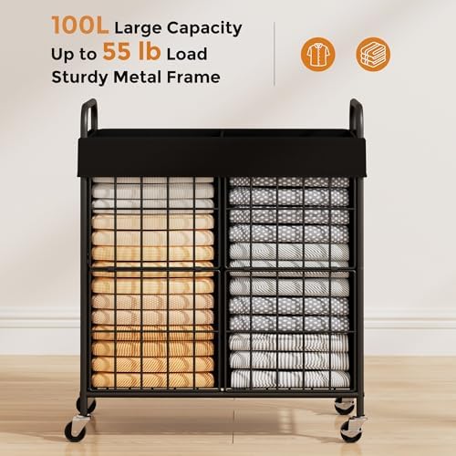 100L 2-Section Laundry Hamper - Image 3