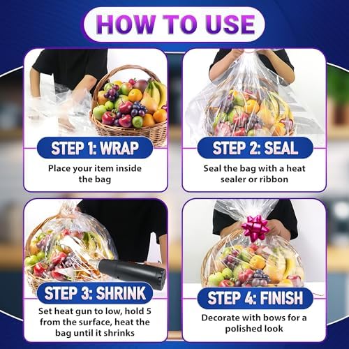5 Pcs Shrink Wrap Bags for Gift Baskets, 32x40 in, Dust Cover - Image 5