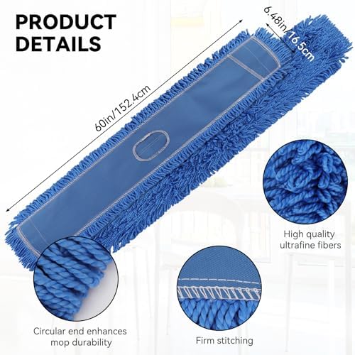 60 Inch Commercial Dust Mop Head: Replacement Medium Washable Industrial Mop - Image 2