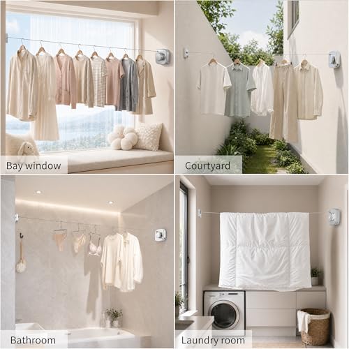 Retractable Clothesline Indoor/Outdoor, Portable Non-Sagging Wall Mounted - Image 6