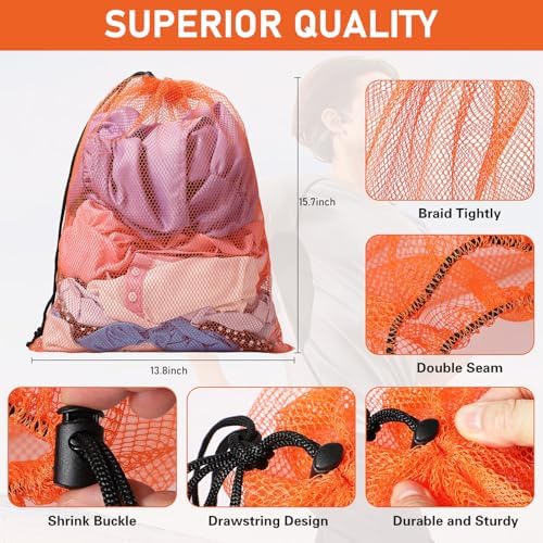 Mesh Bag Drawstring Mesh Bag Multicolor Nylon Bag Small Gym Bag Travel Beach - Image 5
