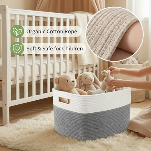 JMvicyroam 96L Large Woven Cotton Rope Blanket Basket - Image 4