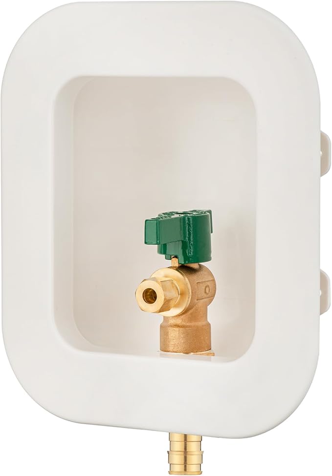 (1 Pack) Lidertik 1/2 inch Expansion PEX-A Pre-Assembled Ice Maker Outlet Box Valve 1/4 inch Recessed Refrigerator Water Line Wall Box with Shut Off Valve LI-ZBQH-530-LK