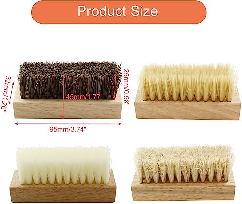 4 Pcs Square Wooden Handheld Shoe Cleaner Brush Set - Image 2