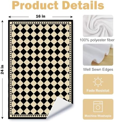 Beige Black and White Abstract Kitchen Towels, Neutral Dish Tea Towels - Image 6