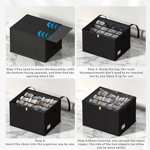 Shoe Organizer for Closet, 2 Pack Foldable Shoe Storage Box - Image 3
