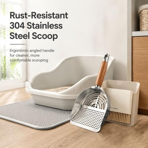 Cat Litter Scoop with Holder, 4‑in‑1 304 Stainless Steel Rust‑Proof Litter - Image 6