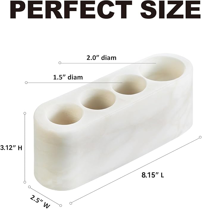 BCS Toothbrush Holder for Bathrooms, 4 Slots Marble Toothbrush and Toothpaste - Image 4