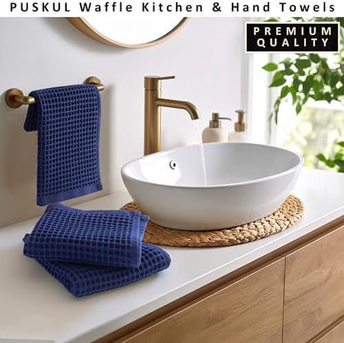 PÜSKÜL Natural 100% Turkish Cotton Waffle Hand and Kitchen Towels Set of 3 - Image 5