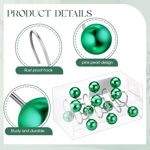Threehoney 12 Pcs Cute Shower Curtain Hooks Shower Curtain Ring - Image 3