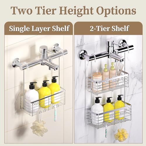 DELLAN Hanging Shower Caddy, 2-Tier Shower Rack - Image 4