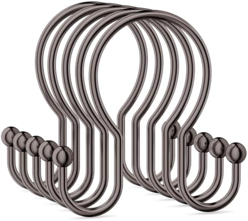 OEH Shower Curtain Hooks, Metal Shower Curtain Hangers, Double Hook Shower by OEH