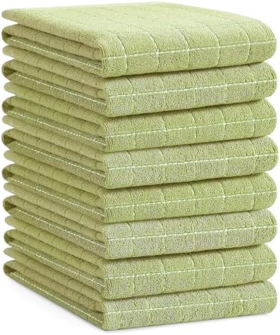 Homaxy 100% Cotton Terry Kitchen Towels, Large 8 Pack, Sage Green by Homaxy