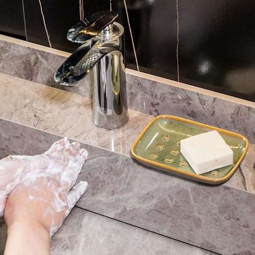 Soap Dish for Shower, Ceramic Soap Dish for Large Soap Bars, Non-Slip Soap - Image 6