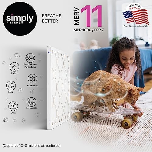Simply 20x24x1 Air Filter, Merv 11, 6 Pack, For Home AC Furnace & HVAC (Actual Size: 19.75"x23.75"x0.75") DUST, Pet, & Allergy Control