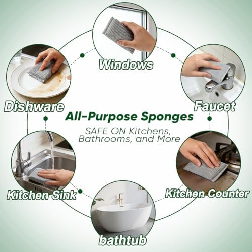 HOMEXCEL All-Purpose Sponge Pads 12PK, Non-Scratch Dish Sponges - Image 7