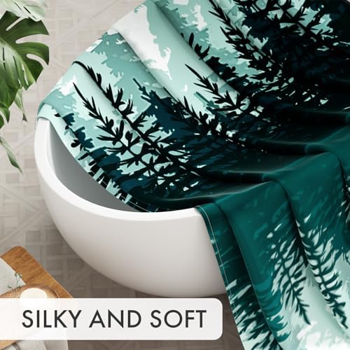 AmazerBath Shower Curtain Green, Washable Cloth Sage Green Shower Curtain Sets - Image 4