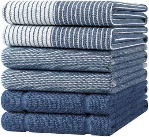 Homaxy 6 Pack Cotton Terry Premium Kitchen Towels, 18 x 28 in by Homaxy