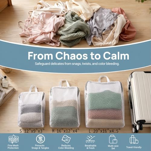 Mesh Laundry Bags 3-Pack for Delicates, Large/Medium/Small - Image 4