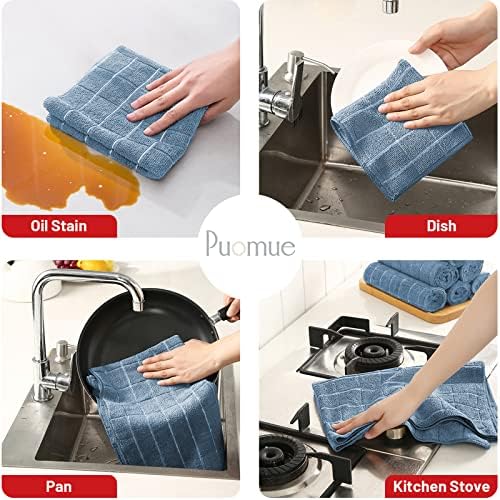 Puomue Microfiber Kitchen Towels and Dishcloths Set, 26 x 18 Inch and 12 x 12 - Image 3