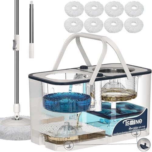 RinseWise Large Gen 1 Mop Bucket, Clean/Dirty Water Separation, 8 Heads by RinseWise