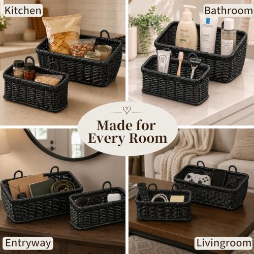 Wall Hanging Baskets, 2 Pack Woven Wicker Baskets - Image 6