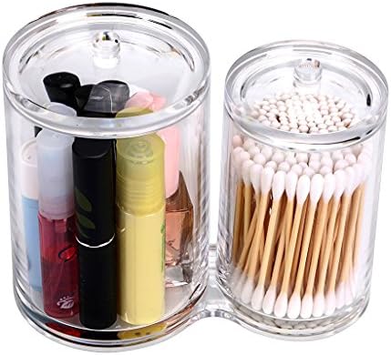 Hipiwe Clear Acrylic Cotton Swab and Ball Holder 2 Slots Q-tip Container - Image 3