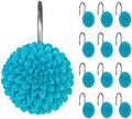 Sunlit Decorative Floral Shower Curtain Hooks, Turquoise Dahlia Pinnata Flower by Sunlit