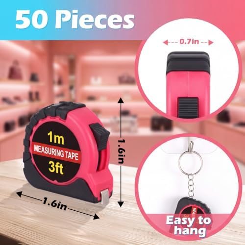 Kanayu 50 Pcs Mini Tape Measure Keychains 3 ft Small Retractable Measuring Tape - Image 2