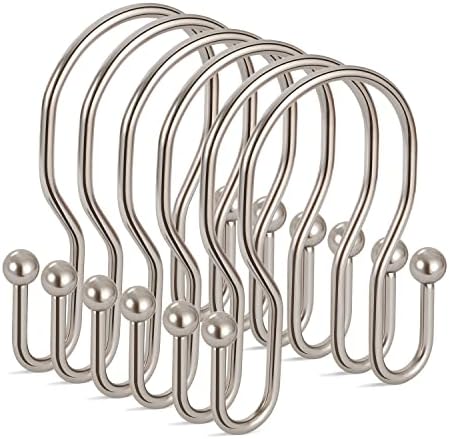 24 Pack Double Shower Curtain Hooks Rings, TENOVEL Double Sided Shower Curtain by TENOVEL