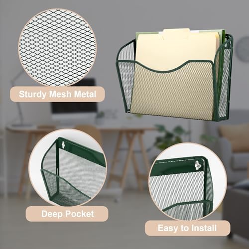 EASEPRES 3 Single Pocket Mesh Hanging File Organizer, Vertical Wall Mounted - Image 3