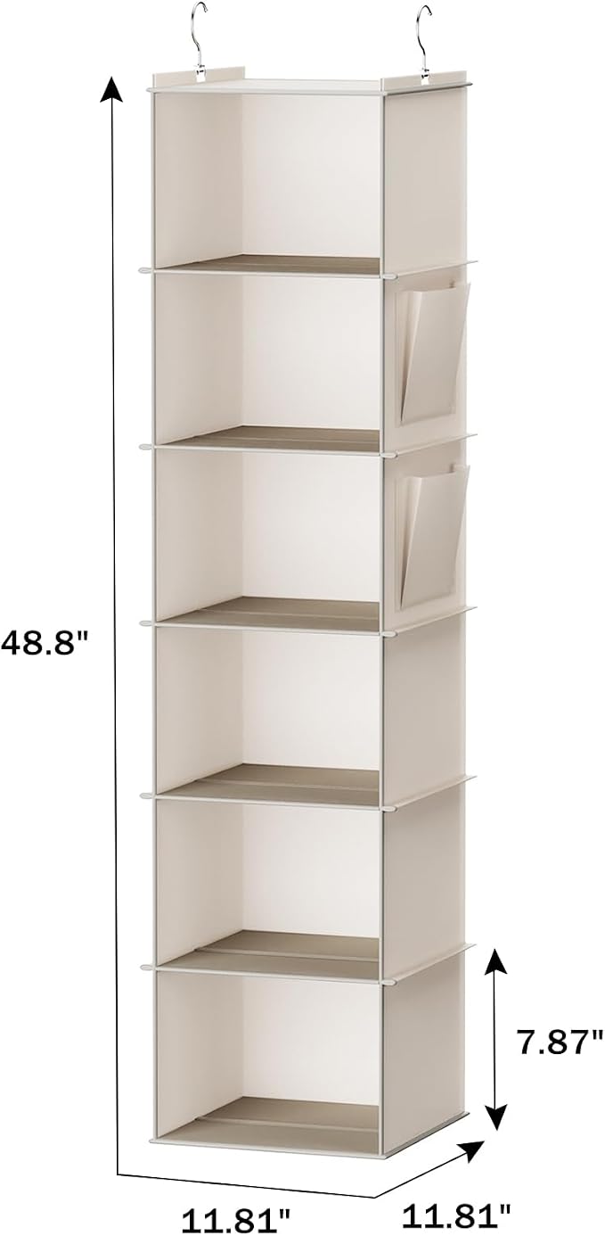 YOUDENOVA Hanging Closet Organizer and Storage, 2 Packs, 2 Side Pockets - Image 3