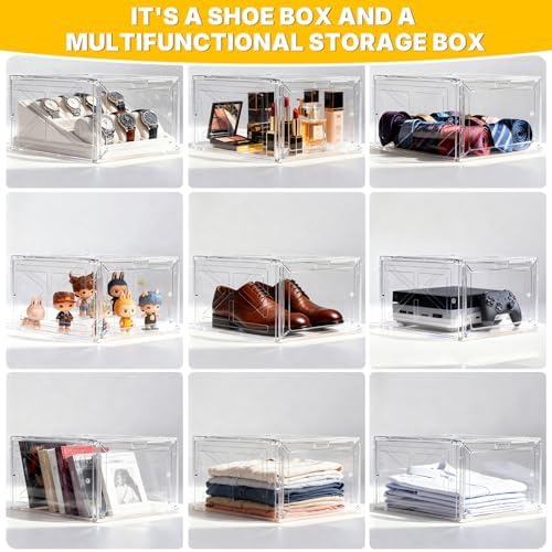 1 Pack Large Clear Shoe Box for Men’s Size 13 Sneakers, Stackable Drop-Front - Image 3