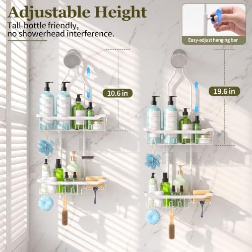Adjustable Shower Caddy Hanging Rustproof: Tool-free Height Adjustment - Image 2