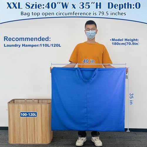 Laundry Bag with Handles & Drawstring Closure, XXL 40"Wx35"H, 1 Pack - Image 3