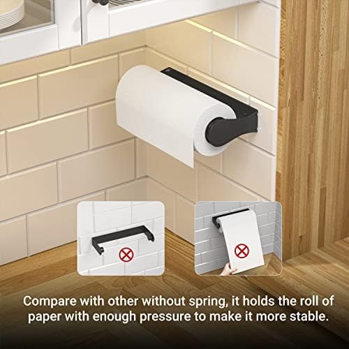 Paper Towel Holder Under Cabinet, One-Hand Tear, Wall Mount or Adhesive - Image 5