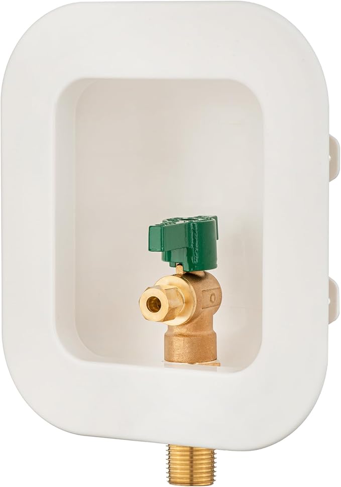 (1 Pack) Lidertik 1/2 NPT inch Thread or Sweat Pre-Assembled Ice Maker Outlet Box Valve 1/4 inch Recessed Refrigerator Water Line Wall Box with Shut Off Valve LI-ZBQH-510-LK