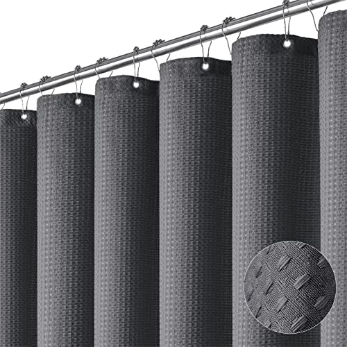 Dynamene Extra Wide Waffle Shower Curtain 256 GSM 108"x72" Charcoal Grey by Dynamene